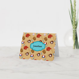 Cartão De Agradecimento Baseball Print Personalized Note Card