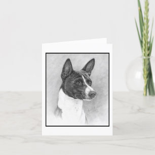 Cartão De Agradecimento Basenji, Desenho Preto e Branco