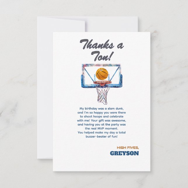 Cartão De Agradecimento Basketball Rookie  (Frente)