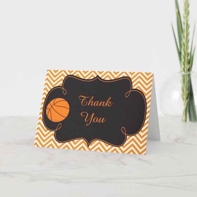 Cartão De Agradecimento Basketball Sports Orange Birthday Thank You (Frente)