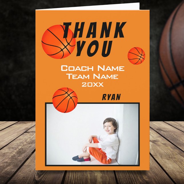 Cartão De Agradecimento Basketball Sports Thank you Coach Card (Criador carregado)