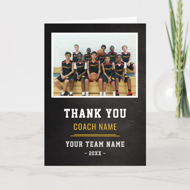 Cartão De Agradecimento Basketball Team Coach Thank You Photo  (Frente)