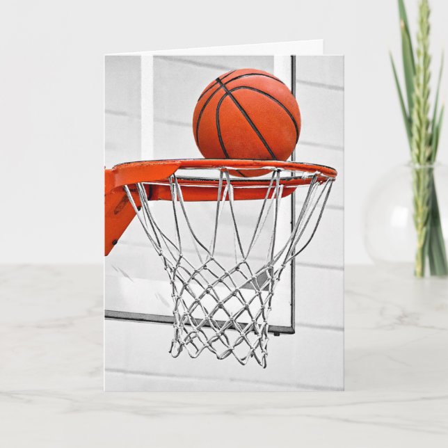 Cartão De Agradecimento Basquetebol Entrando na Rede (Frente)
