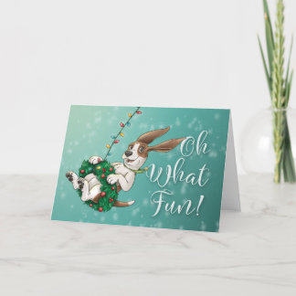 Cartão De Agradecimento Basset Hound Holiday Card - Oh What Fun!