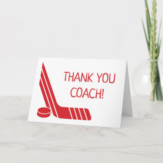 Cartão De Agradecimento Bastão de Hockey Vermelho Minimalista e Treinador