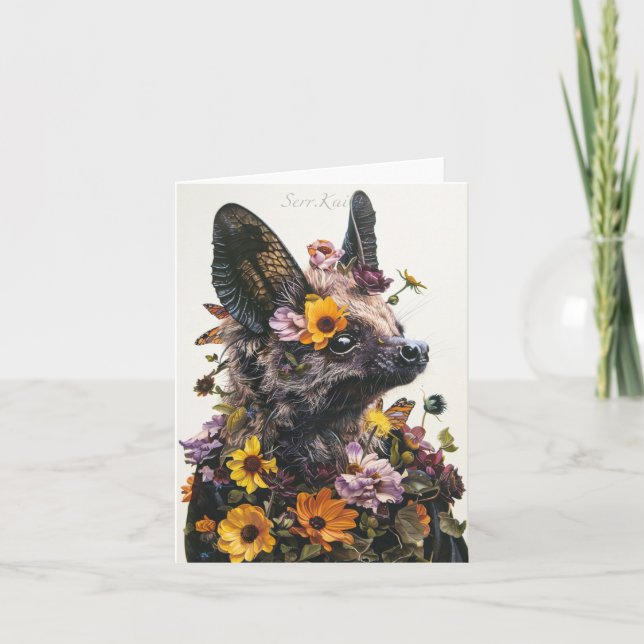 Cartão De Agradecimento Bat da Flor na Placa Branca (Frente)