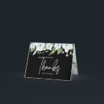 Cartão De Agradecimento Bat Mitzvah Black Silver Script Floral Watercolor<br><div class="desc">Certifique-se de que o seu Bat Mitzvah favorito mostre o seu apreço a todos os que apoiaram o seu evento principal! Envie este sofisticado e personalizado cartões de agradecimentos! Uma cor de água floral vítrea branca, estonteante, branca e falso prata, uma folha de alumínio falso prateada escrita à mão e...</div>