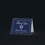 Cartão De Agradecimento Bat Mitzvah Blue and Gold Note<br><div class="desc">Bat Mitzvah Blue and Gold Thank You Note Card</div>