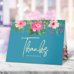 Cartão De Agradecimento Bat Mitzvah Blue Dourada Script Floral Watercolor<br><div class="desc">Certifique-se de que o seu Bat Mitzvah favorito mostre o seu apreço a todos os que apoiaram o seu evento principal! Envie este sofisticado e personalizado cartões de agradecimentos! Uma aquarela floral, cor-de-rosa e cor-de-pêssego, impressionante, com a tipografia de um script de folha de ouro falso, e rosa de cinza...</div>