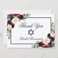 Bat Mitzvah Floral Blue Burgundy