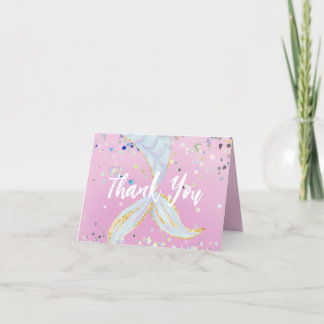 Cartão De Agradecimento Bateria De Sereia Com Glitter Whimsical Sob O Mar