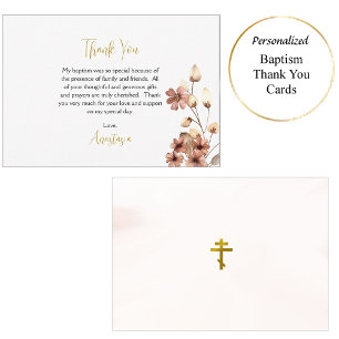 Cartão De Agradecimento Batismo Cristão Ortodoxo Flor Whimsical