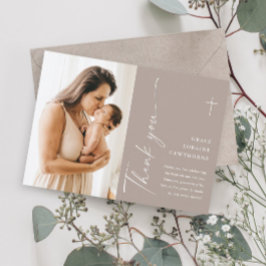 Cartão De Agradecimento Batismo de Foto com Letra Moderna e Elegante