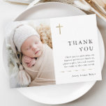 Cartão De Agradecimento Batismo de Foto Mínimo Dourado Moderno<br><div class="desc">Cartões de agradecimentos mínimo Dourado de batismo cruzado moderno com fotografia e tipografia simples. Clique no botão editar para personalizar este design com seus detalhes.</div>