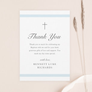 Cartão De Agradecimento Batismo dos Meninos de Elegância Moderna