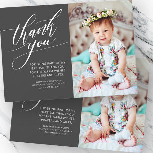 Cartão De Agradecimento Batismo Fotográfico da Caligrafia Moderna Obrigad