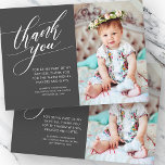 Cartão De Agradecimento Batismo Fotográfico da Caligrafia Moderna Obrigado<br><div class="desc">Adicione fotos e seu obrigado personalizado mensagem Disponível aqui: http://www.zazzle.com/store/selectpartysupplies</div>