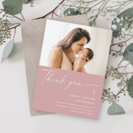 Cartão De Agradecimento Batismo Fotográfico Elegante Moderno