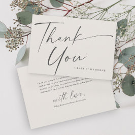 Cartão De Agradecimento Batismo Neutro de Script Elegante Moderno