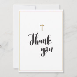 Cartão De Agradecimento Batismo Personalizado Dourado Elegante Simples