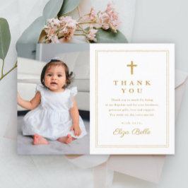 Cartão De Agradecimento Batismo religioso Dourado Clássico