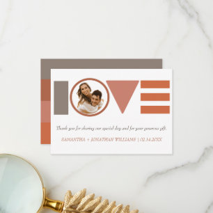 Cartão De Agradecimento Bauhaus Love Terracotta Striped Casamento Fotogr