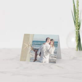 Cartão De Agradecimento Beach Amore Burlap and Starfish Photo Thank You
