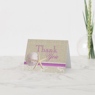 Cartão De Agradecimento Beach and Burlap Tropical Purple Thank You