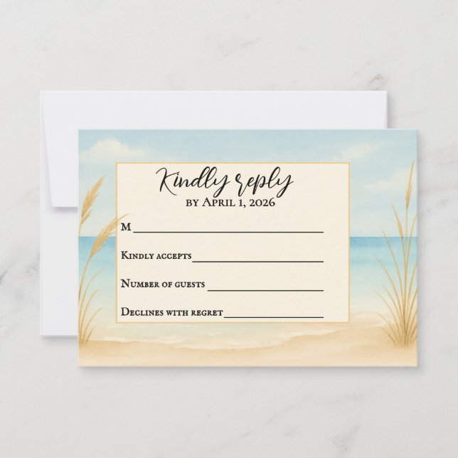 Cartão De Agradecimento Beach Bliss Traditional RSVP Card (Frente)