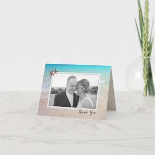 Cartão De Agradecimento Beach Couple Photo Wedding Thank You Note Card