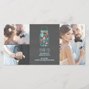 Cartão De Agradecimento Beach Mason Jar Coastal Weding Obrigado