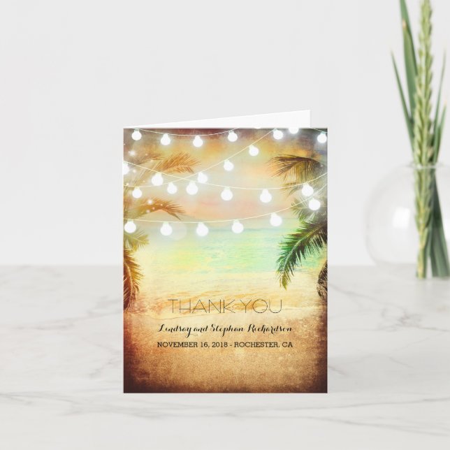 Cartão De Agradecimento Beach Sunset Romantic Wedding Thank You cards (Frente)
