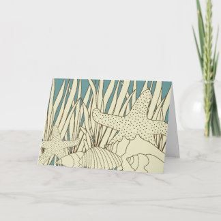 Cartão De Agradecimento Beach Thank You Card - Blue, Brown & Cream