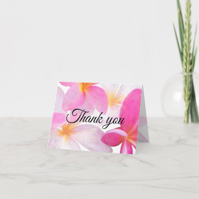Cartão De Agradecimento Beach Tropical Floral Hawaii Wedding Thank You (Frente)