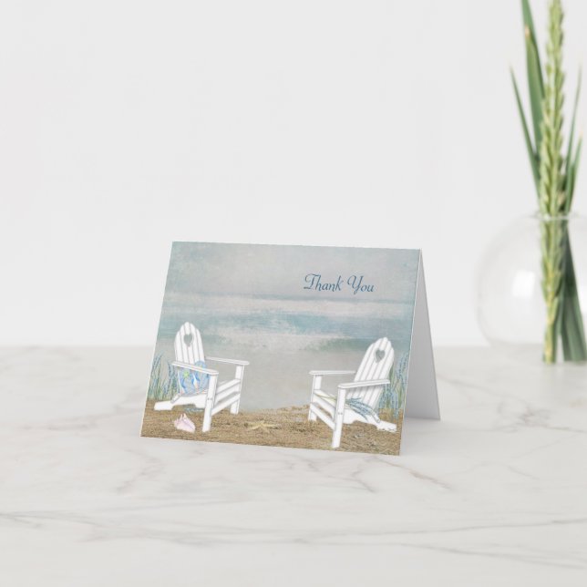 Cartão De Agradecimento Beach Wedding Obrigado (Frente)