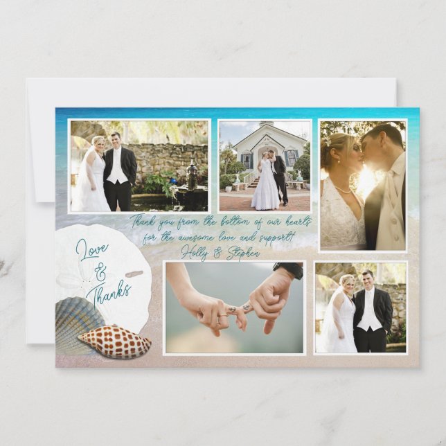Cartão De Agradecimento Beach Wedding Photo Thank You Flat Cards (Frente)