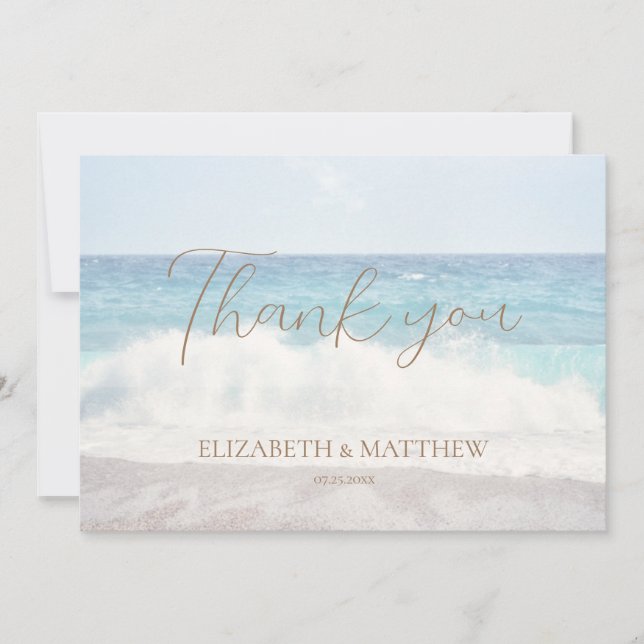 Cartão De Agradecimento Beach Wedding Seaside/Oceanside Thank You Card (Frente)