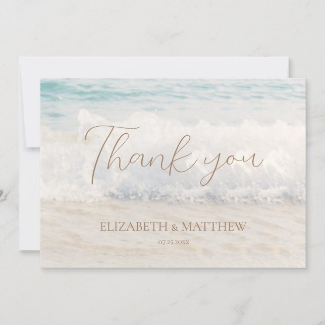 Cartão De Agradecimento Beach Wedding Seaside/Oceanside Thank You Card (Frente)