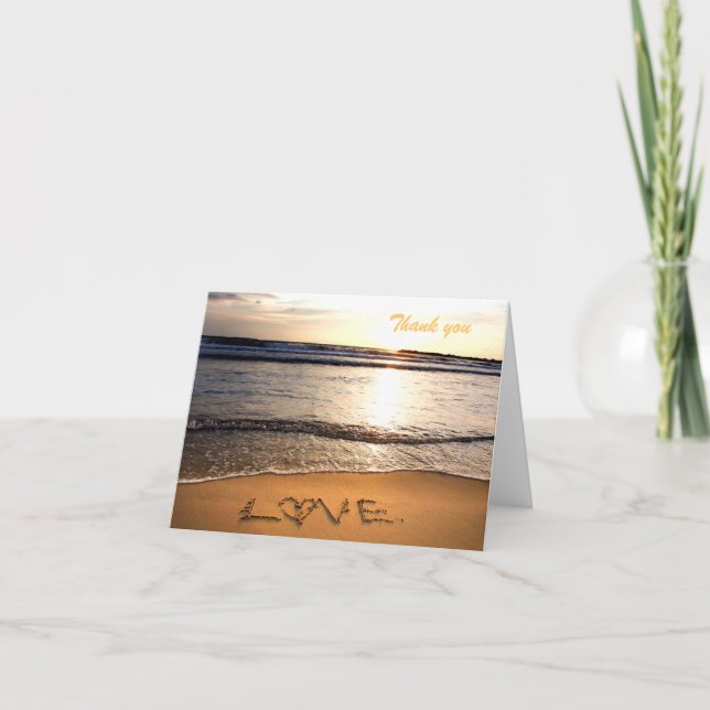 Cartão De Agradecimento Beach Wedding Thank You Note Card (Frente)