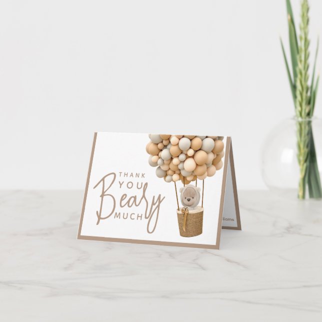 Cartão De Agradecimento Bear Balões Modernos Chá de fraldas neutro em rela (Frente)
