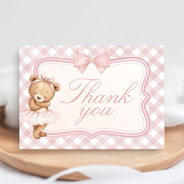 Cartão De Agradecimento Bearly Wait Elegant Bear Baby Shower (Pink Bear Baby Shower Thank You Card)