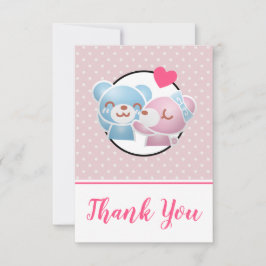 Cartão De Agradecimento Bears Cute e Kawaii Obrigado