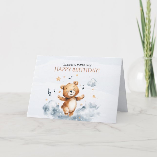 Cartão De Agradecimento Beary Happy Birthday Folheto (Frente)