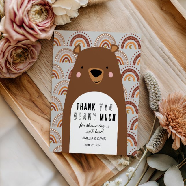Cartão De Agradecimento Beary Much Woodland Thank You Baby Shower (Criador carregado)