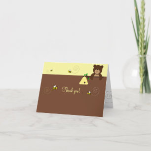 Cartão De Agradecimento BEARY SWEET BEAR & BEE Dobrado Obrigado