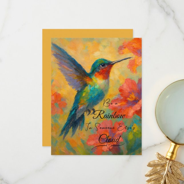 Cartão De Agradecimento Beautiful Floral Hummingbird Greeting Card (Frente/Verso In Situ)