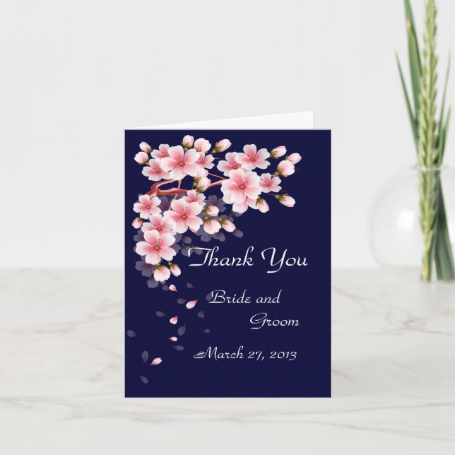 Cartão De Agradecimento Beautiful Night Sakura Thank You card (Frente)