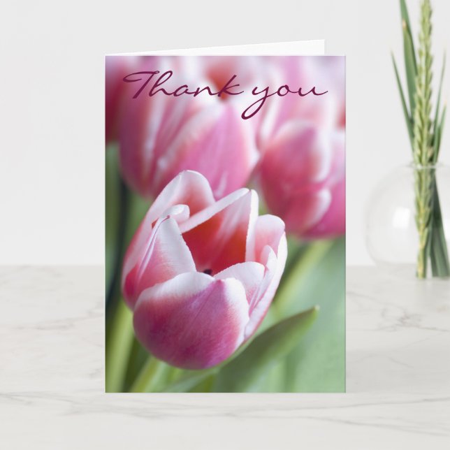 Cartão De Agradecimento Beautiful Pink Tulip Thank You Card (Frente)