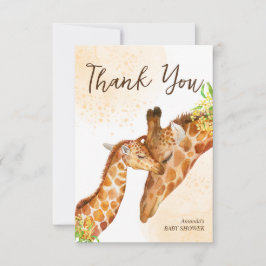 Cartão De Agradecimento Bebê a caminho girafa bebê e mamãe chá de bebê