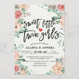 Cartão De Agradecimento Bebê Choreira Convida Pequenas Garotas Gêmeas Doce